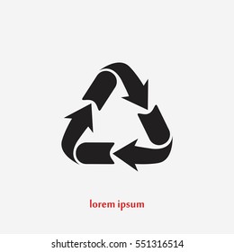 Recycle sign icon, flat design best vector icon