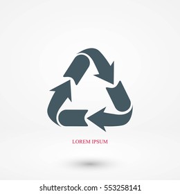 Recycle sign icon, flat design best vector icon