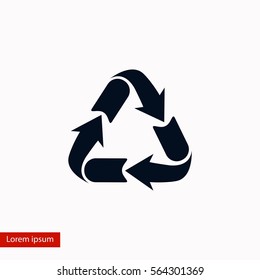 Recycle sign icon, flat design best vector icon