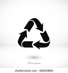 Recycle sign icon, flat design best vector icon