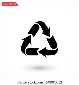Recycle sign icon, flat design best vector icon