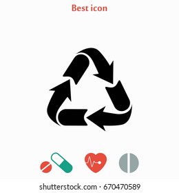 Recycle sign icon, flat design best vector icon