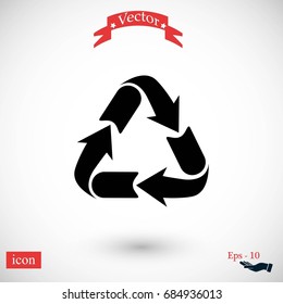 Recycle sign icon, flat design best vector icon