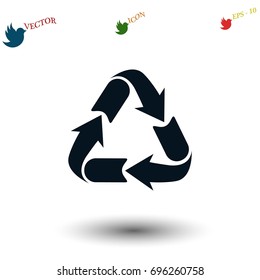 Recycle sign icon, flat design best vector icon