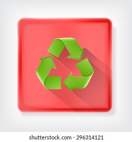 Recycle sign. Icon with long shadow. EPS10 vector