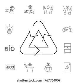 Recycle sign icon. Set of ecology sign icons. Signs, outline eco collection, simple thin line icons for websites, web design, mobile app, info graphics on white background