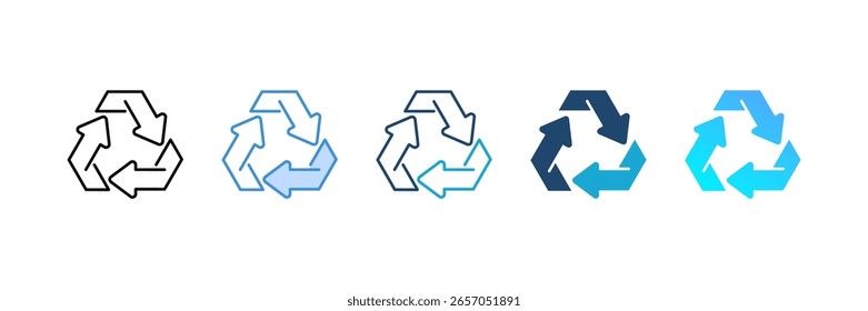 Conjunto de iconos de signo de reciclaje colección de estilo múltiple