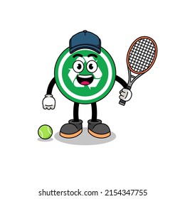 recycle sign illustration as a tennis player , character design