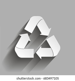 Recycle sign isolated.  Flat icon. Vector illustration.  Vector icon with shadow design.