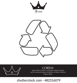 Recycle sign isolated, line icon