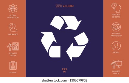 Recycle sign isolated on white background. Environment icon