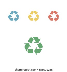 Recycle sign isolated on white background. Flat icon.