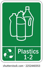 Recycle sign and label plastic recycling