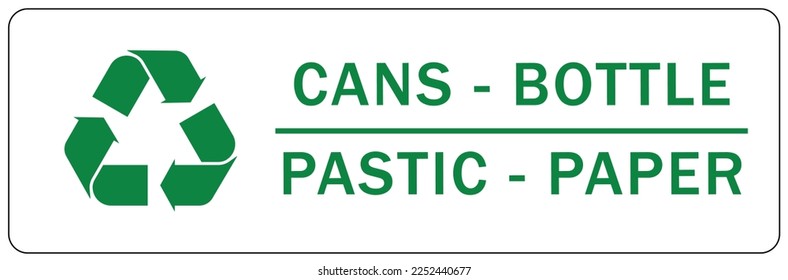 Recycle sign and labels glass bottle jars recycling