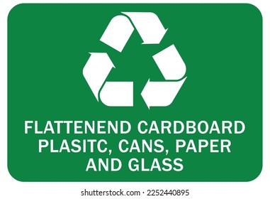 Recycle sign and labels glass bottle jars recycling