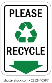 Recycle sign and labels recycle here