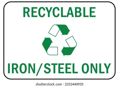 Recycle sign and labels metal, cans, aluminum recycling