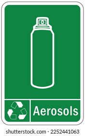 Recycle sign and labels recycling aerosol