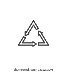 Recycle sign line icon. linear style sign for mobile concept and web design. Recycling arrows outline vector icon. Symbol, logo illustration. Vector graphics
