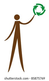 recycle sign with man isolated over white background. vector