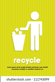 recycle sign over green background. vector illustration