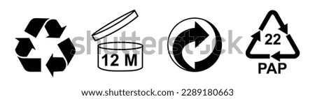 Recycle sign or  Packaging sign vector illustration, International symbol used on packaging to remind people to dispose of it in a bin instead of littering, The universal recycling symbol isolated. 