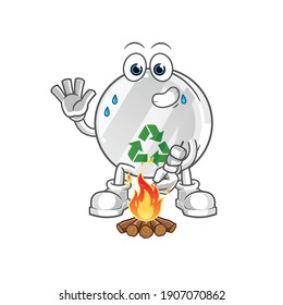 personaje de malvaviscos asados con signos de recicle. vector de mascota de dibujos animados