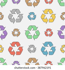 Recycle sign seamless pattern.