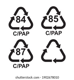 Juego de signos de reciclaje. C PAP. Negro. Ilustración del vector