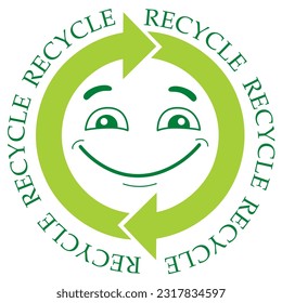 Recycle Sign With Smiley Face Vector Illustration