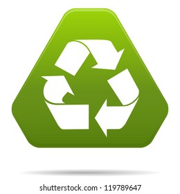 Recycle sign or symbol inside a triangle isolated on white background. Stylized icon