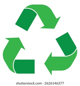 Sinal e símbolo de reciclagem ou ilustração de vetor de sinal de embalagem. Ícones de cores verde, preto e azul isolados no fundo branco. O símbolo de reciclagem universal isolado.
