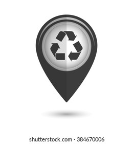 Recycle sign - vector icon;  black map pointer