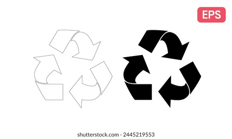 Icono de Vector de letrero de reciclaje. Concepto de biorresiduos ecológicos. Signo de flecha aislado en blanco