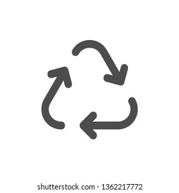 recycle sign vector icon isolated on white background. eco friendly environment concept. stop plastic pollution to save environment and ecology of earth.