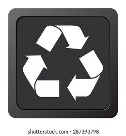 Recycle sign - vector icon on a grey button