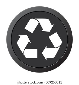 Recycle sign - vector icon on a grey button