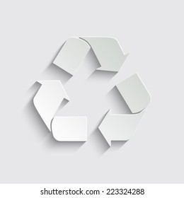 Recycle sign - vector icon with shadow on a grey background