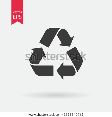 Recycle sign Vector icon. Trash symbol. Eco bio waste concept. Arrow sign isolated on white, flat design for web, website.