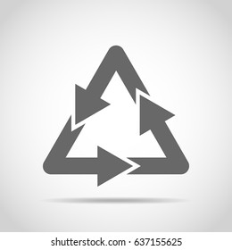 Recycle sign. Vector illustration. Gray recycle sign isolated on light background.