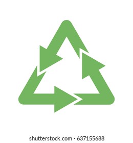 Recycle sign. Vector illustration. Green recycle sign isolated on white background.