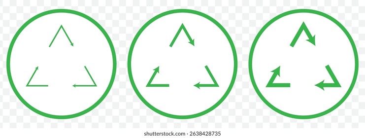 Recycle sign vector illustration, Set of packaging products symbols, packaging labels, information sign of recycling, cycle green symbols, Recycle icon symbol, Recycling and rotation arrow icon pack.
