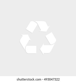 Recycle sign - white vector  icon with shadow