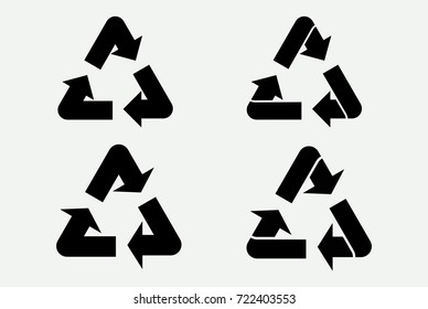 Recycle signs set (black, isolated on grey background)