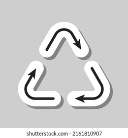 Recycle simple icon vector. Flat design. Sticker with shadow on gray background.ai