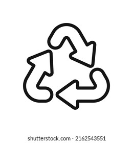 Einfache Linien-Icon wiederverwenden, bearbeitbare Strich-Umrisssymbol recyceln, hochwertiges Vektorsymbol für mobile Anwendungen.