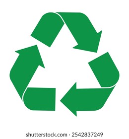 Reciclar usando símbolo. Símbolo do logotipo Reciclável. Ícone de seta de reciclagem em verde.  Ilustração vetorial. 