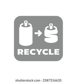 Recycle soda can vector sign. Drink can smash and recycling label.