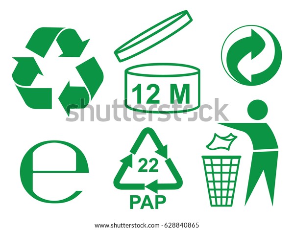 Recycle and some packaging\
sign