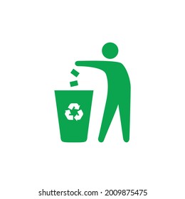 Recycle And Some Packaging Sign. Throwing Garbage In Bin Logo And Icon. Don’t Litter Logo And Icon. Vector.
